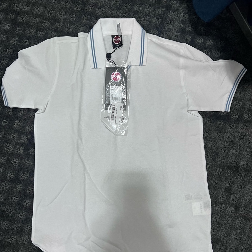 COLMAR White Polo with Blue Trim